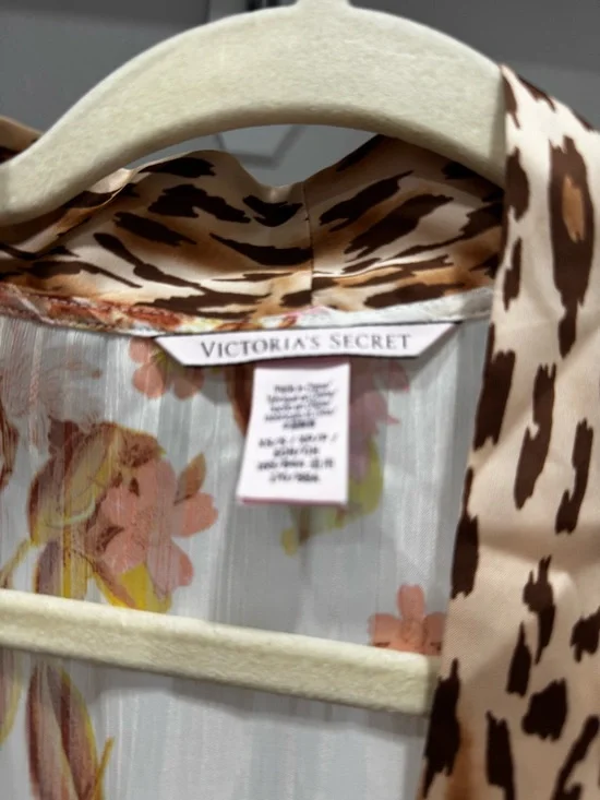 Victoria’s Secret Floral  Leopard-Trim Wrap Kimono- Robe - Picture 4 of 4